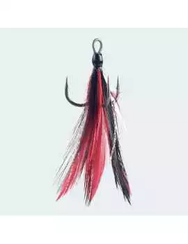 Hameçons Triples BKK Spear 21SS à Plumes Red/Black