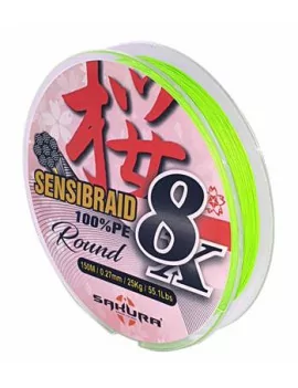 Tresse SAKURA Sensibraid 8 brins Chartreuse 150m